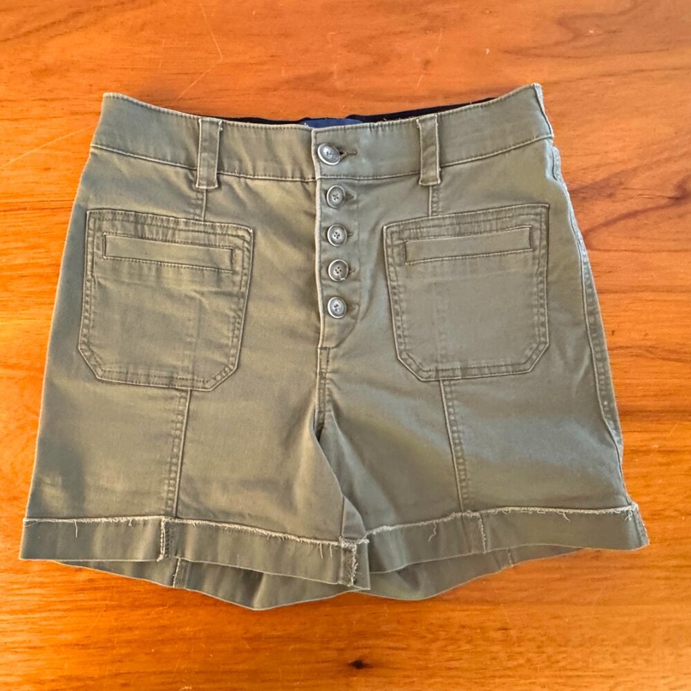 Democracy Womens "Ab"solution Skyrise Button Fly Shorts with Fixed Fray Cuff 10 - Picture 2 of 7